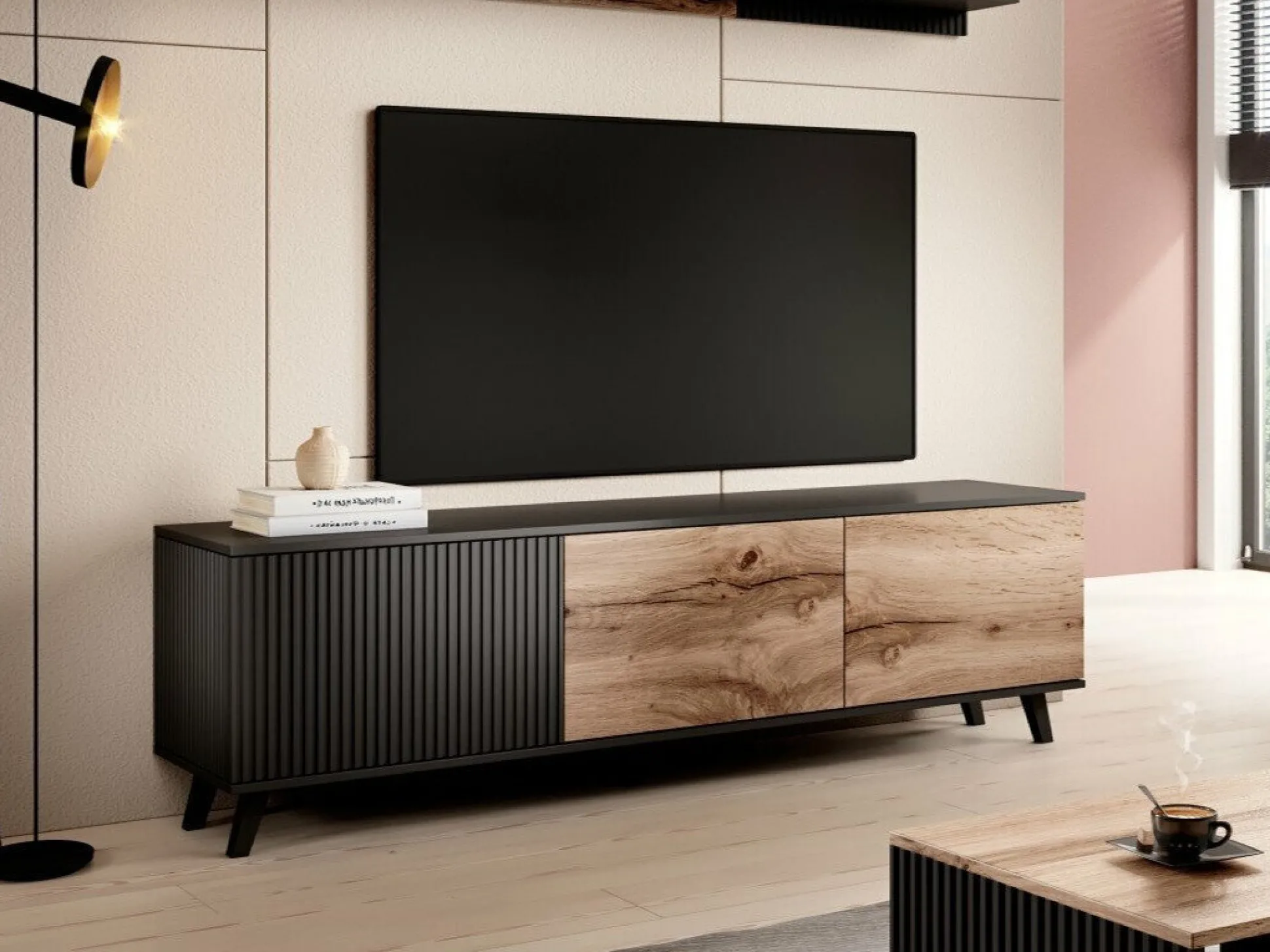 TV-bord Luelia 115 (Sort + Wotan eg)