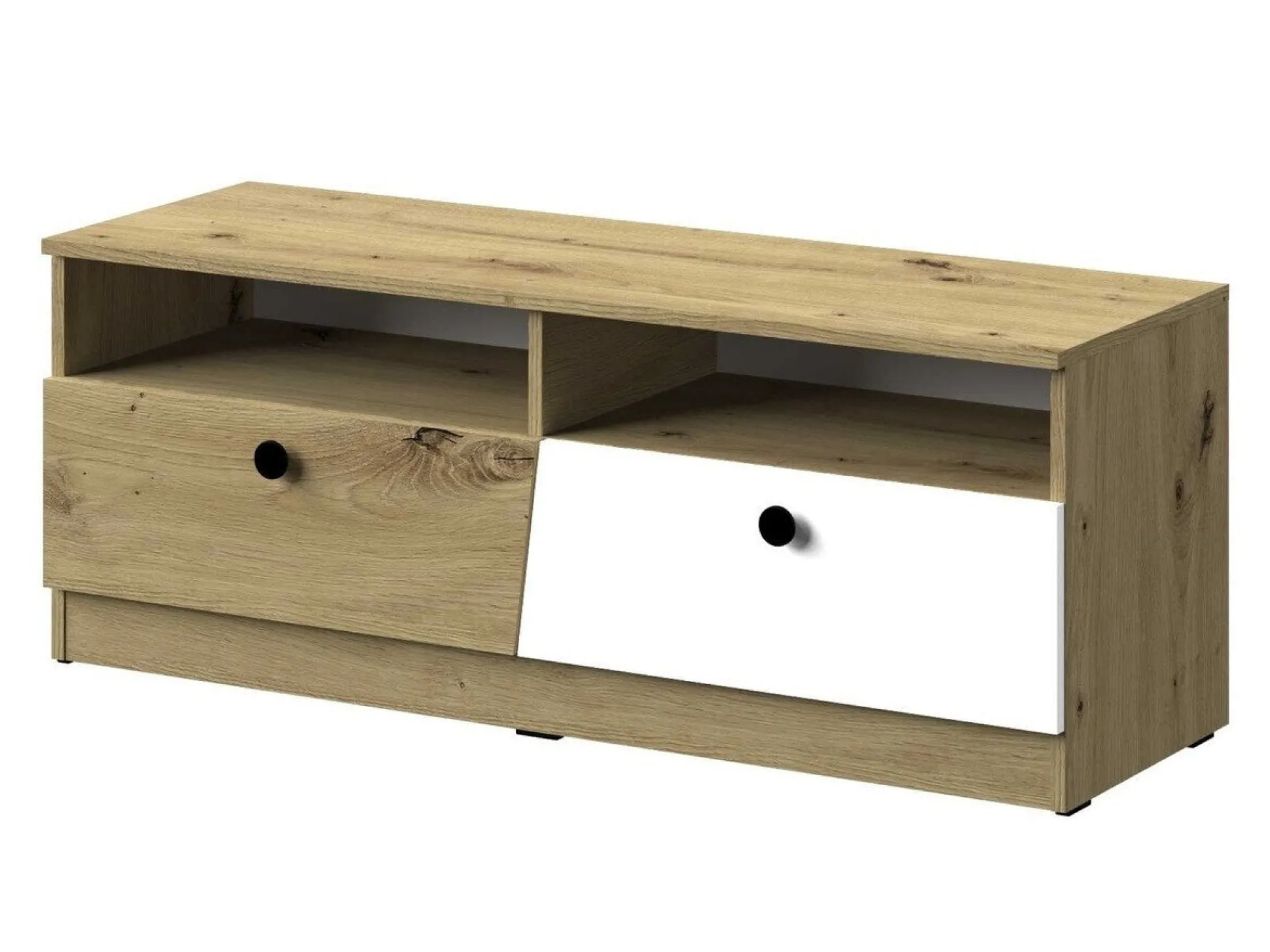 TV-bord Mirelbu 107 (Artisan eg + Hvid + Sort)