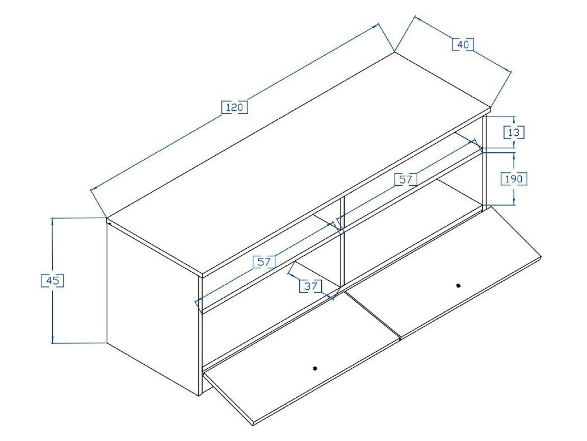 TV-bord Mirelbu 107 (Artisan eg + Hvid + Sort)