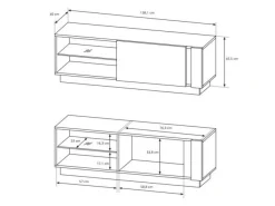 TV-bord Novbela 107 (Hvid + Glansfuld hvid + Grandson eg)