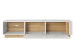 TV-bord Novbela 108 (Hvid + Glansfuld hvid + Grandson eg)