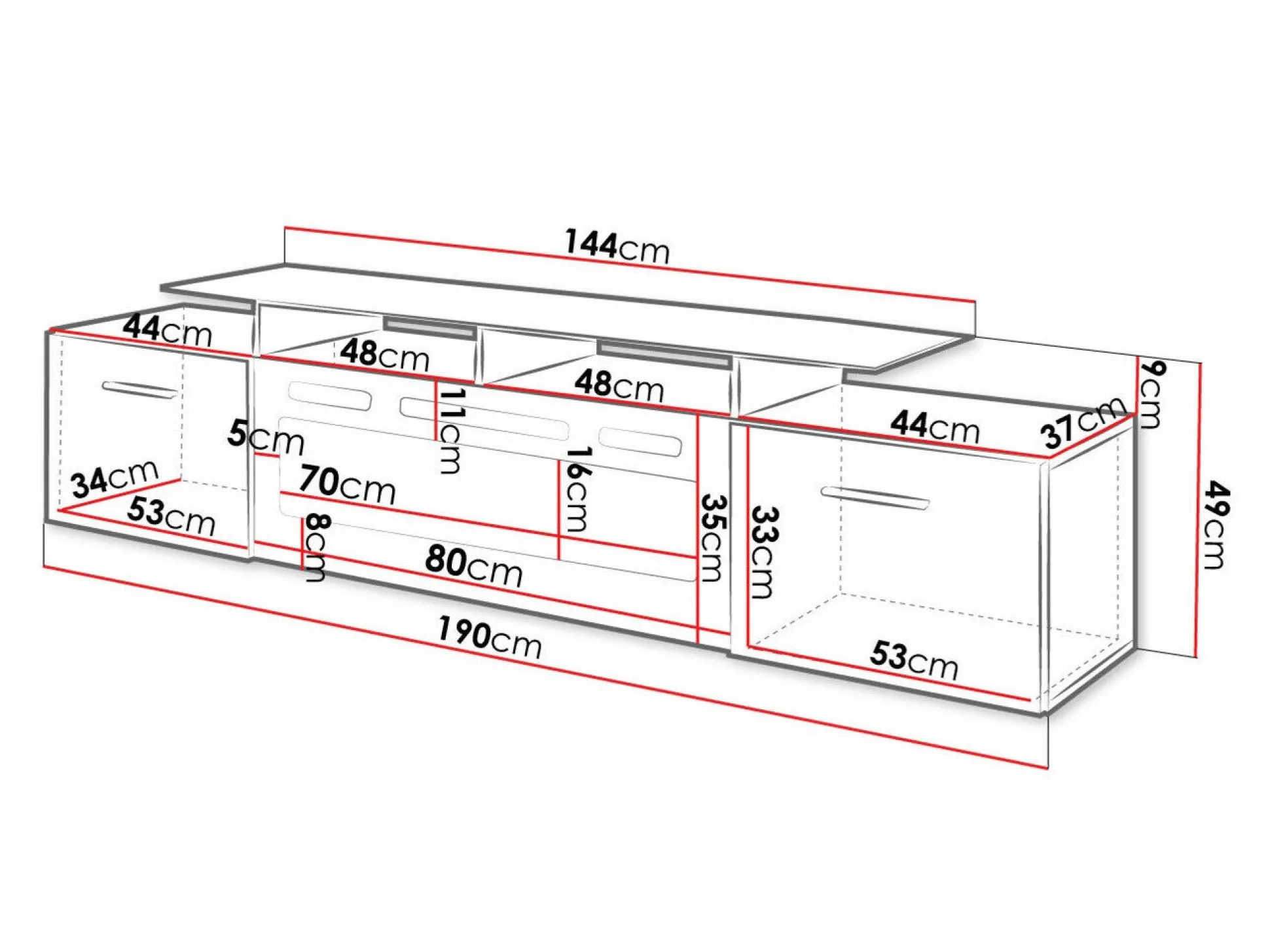 TV-bord Numerus (Sort + Blank sort)
