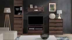 TV-bord Providence 122 (Kloster eg + Blank sort)