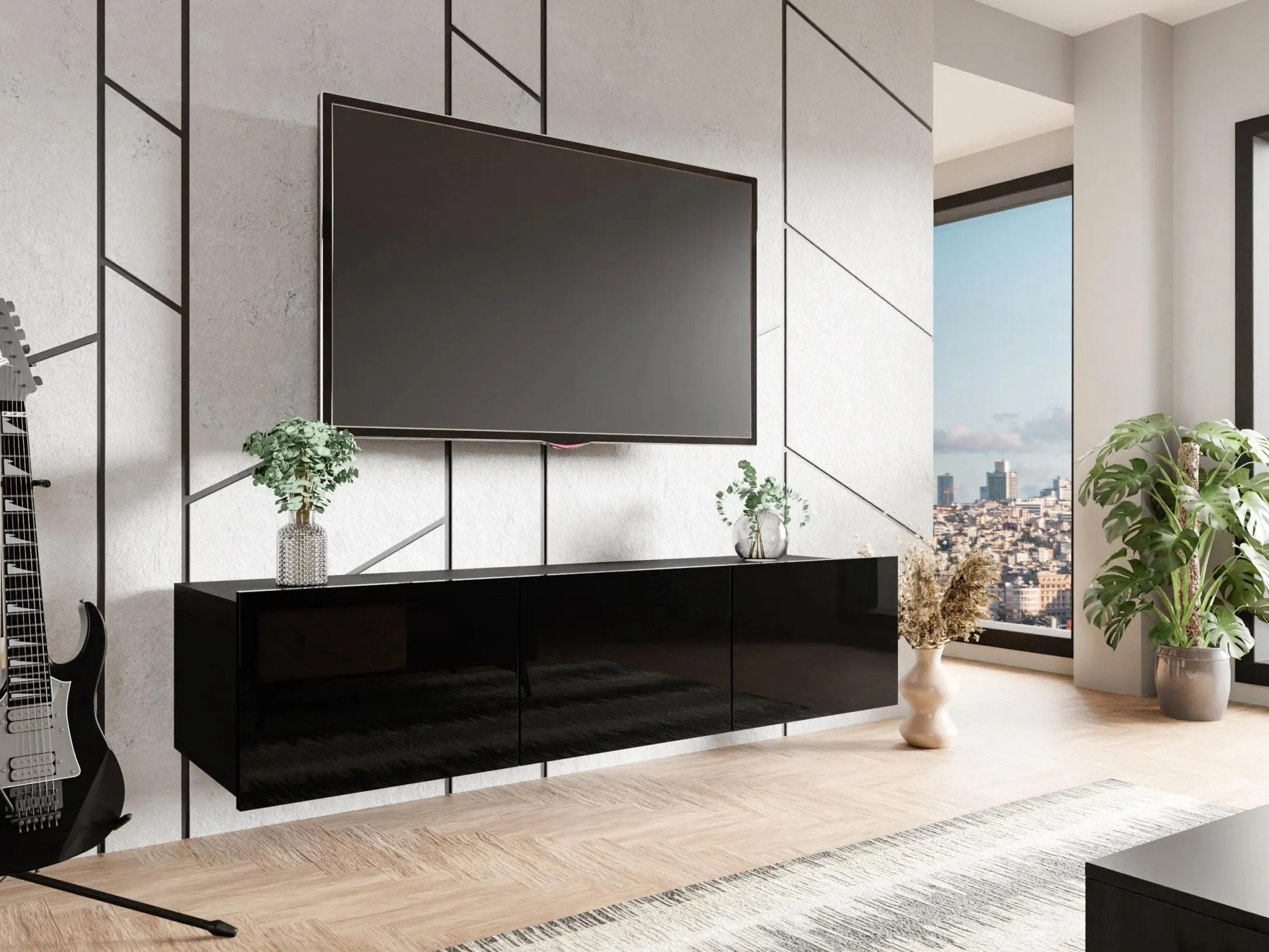 TV-bord Remus (Sort + Blank sort)