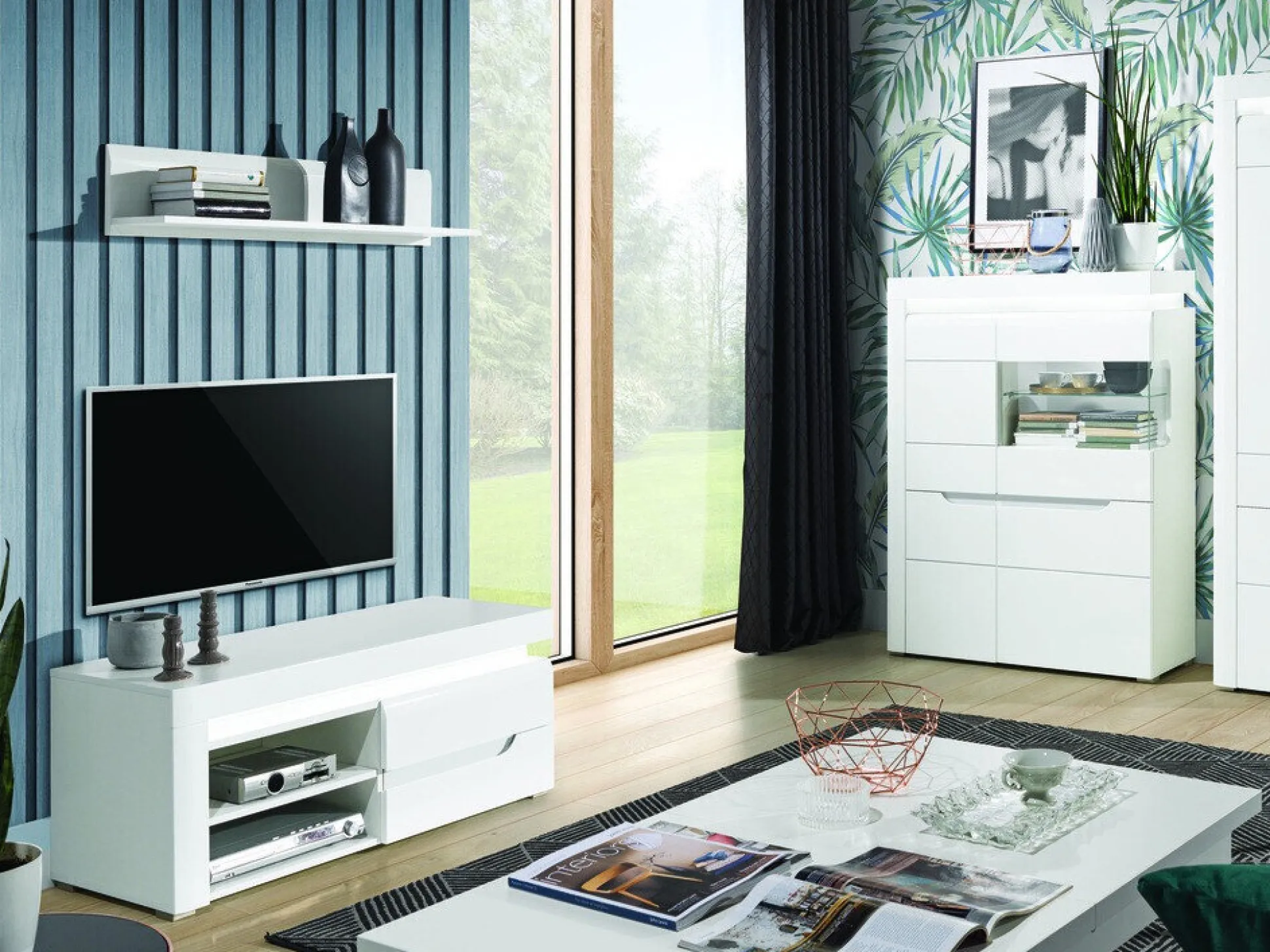 TV-bord Revelmi 100 (Glansfuld hvid + Hvid)