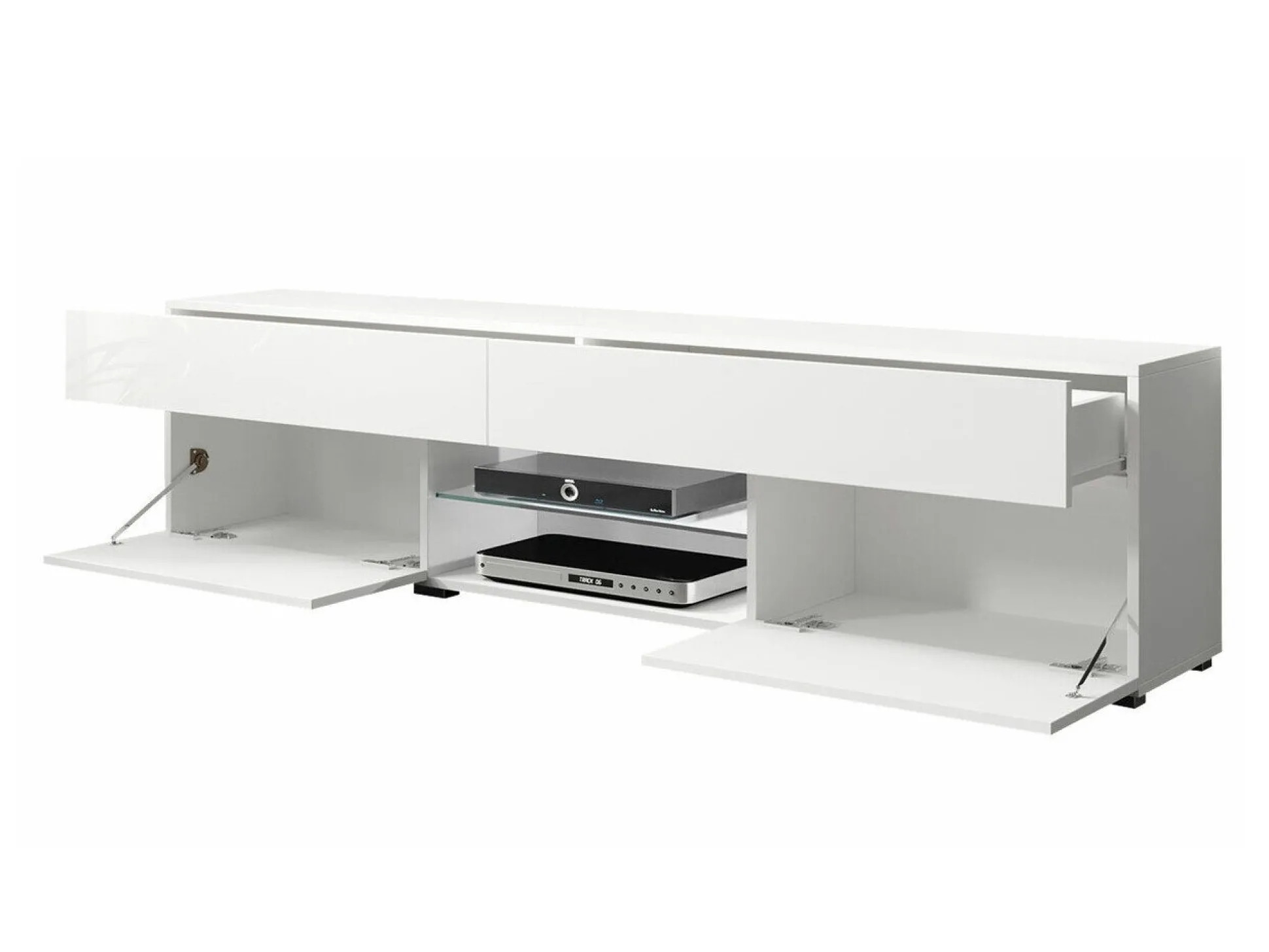 TV-bord Sarasota 134 (Hvid + Glansfuld hvid)