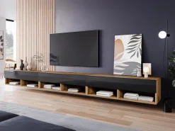 TV-bord Sarasota 144 (Wotan eg + Blank sort)