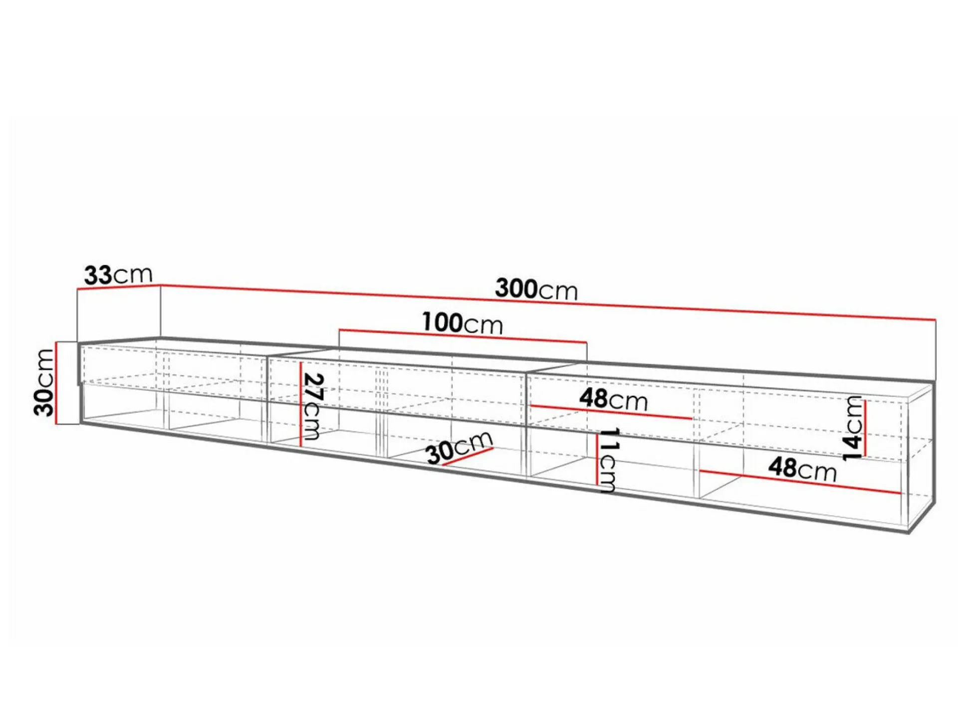 TV-bord Sarasota 144 (Wotan eg + Blank sort)