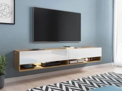 TV-bord Sarasota 119 (Wotan eg + Glansfuld hvid)