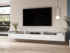 TV-bord Serodeu 105 (Hvid + Glansfuld hvid)