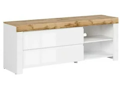 TV-bord Sonsoru 108 (Hvid + Glansfuld hvid + Wotan eg)