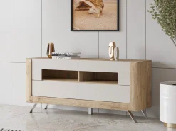 TV-bord Sovera 105 (Gylden eg + Lys grå)