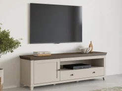 TV-bord Tolnue 104 (Lys beige + Egetræ)