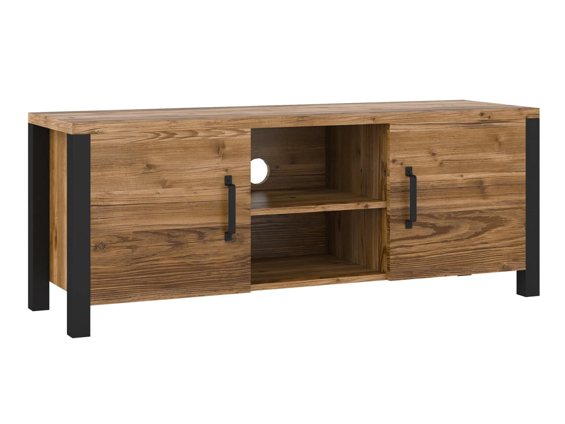 TV-bord Tornua 104 (Mørk gran + Mat sort)