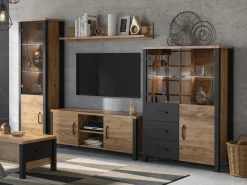 TV-bord Tornua 104 (Mørk gran + Mat sort)