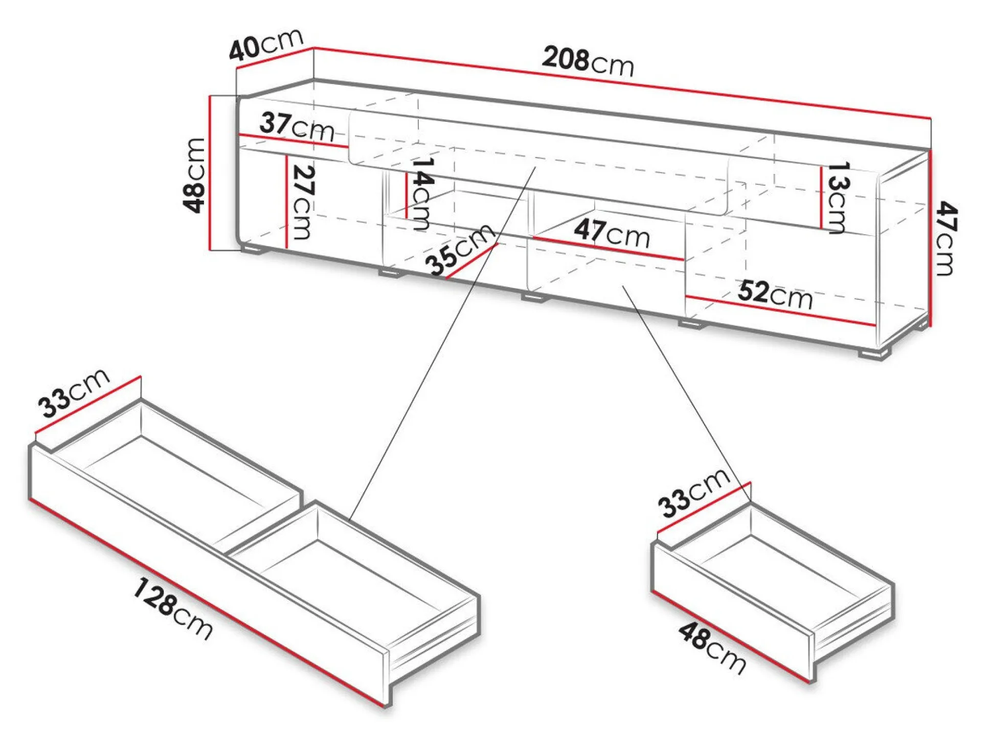 TV-bord Torsone 113 (Antracit + Gloss antracit + Grandson eg)