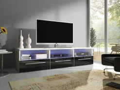 TV-bord Uva I (Hvid + Blank sort)