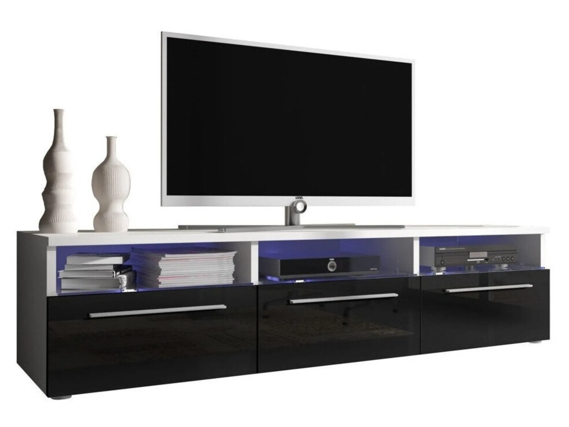 TV-bord Uva I (Hvid + Blank sort)