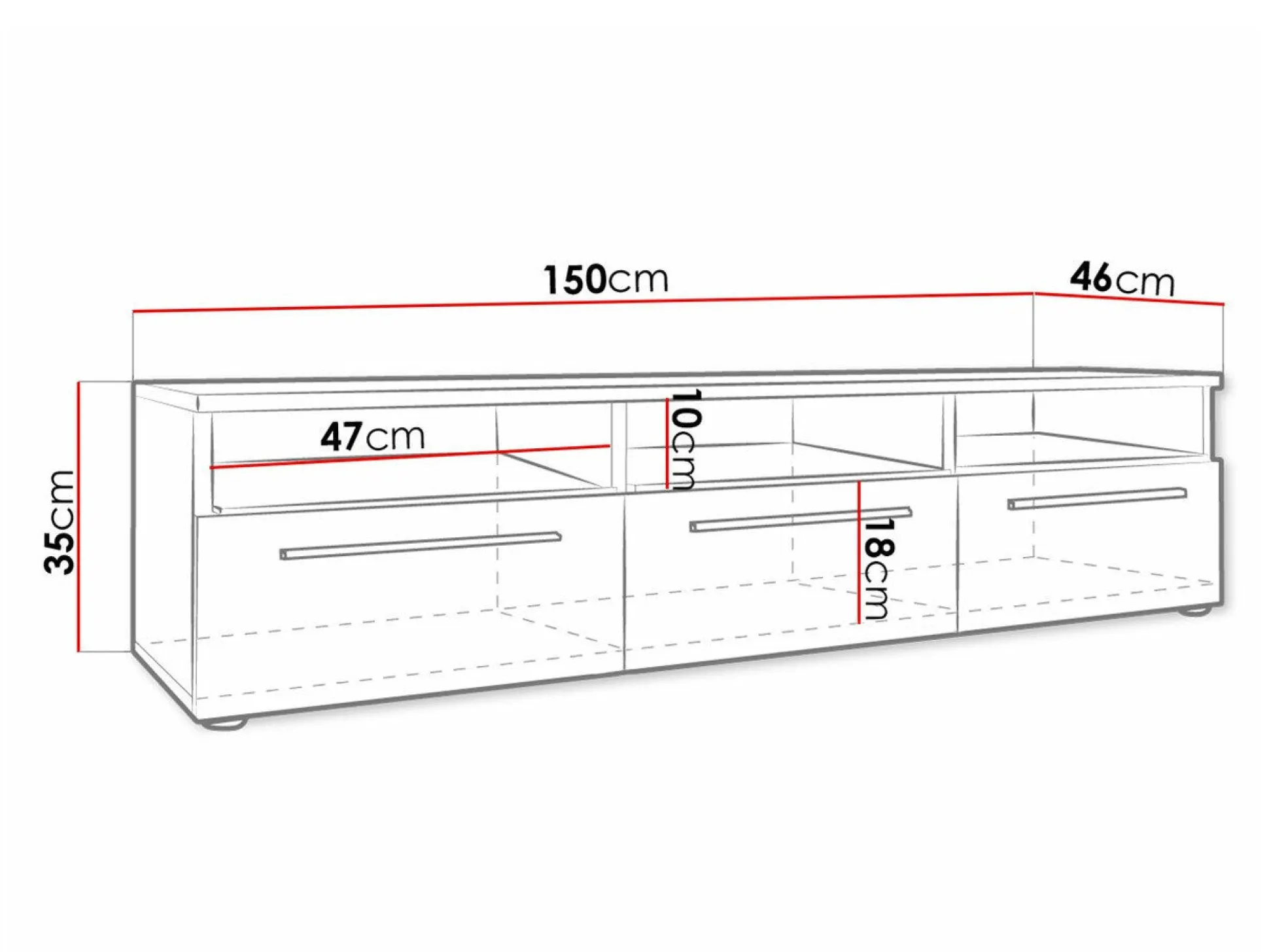 TV-bord Uva I (Hvid + Blank sort)