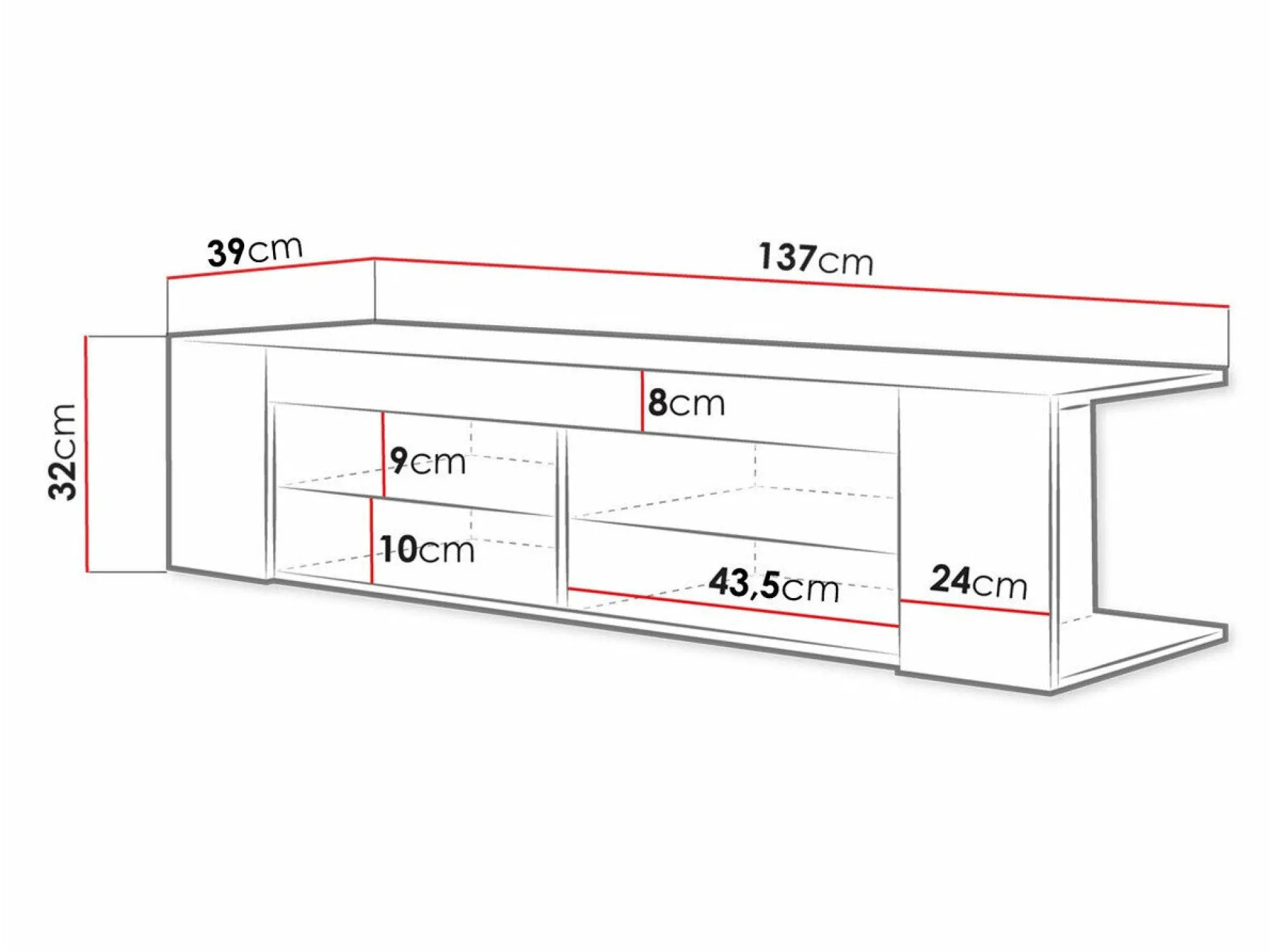 TV-bord Ver (Sort + Blank sort)
