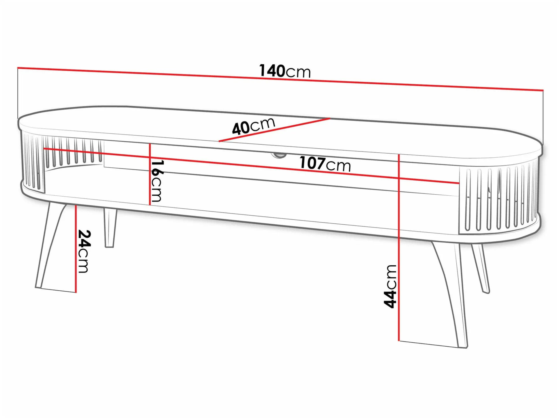 TV-bord Vitum I (Gylden + Hvid)