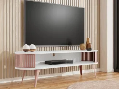 TV-bord Vitum II (Lyserød + Hvid)