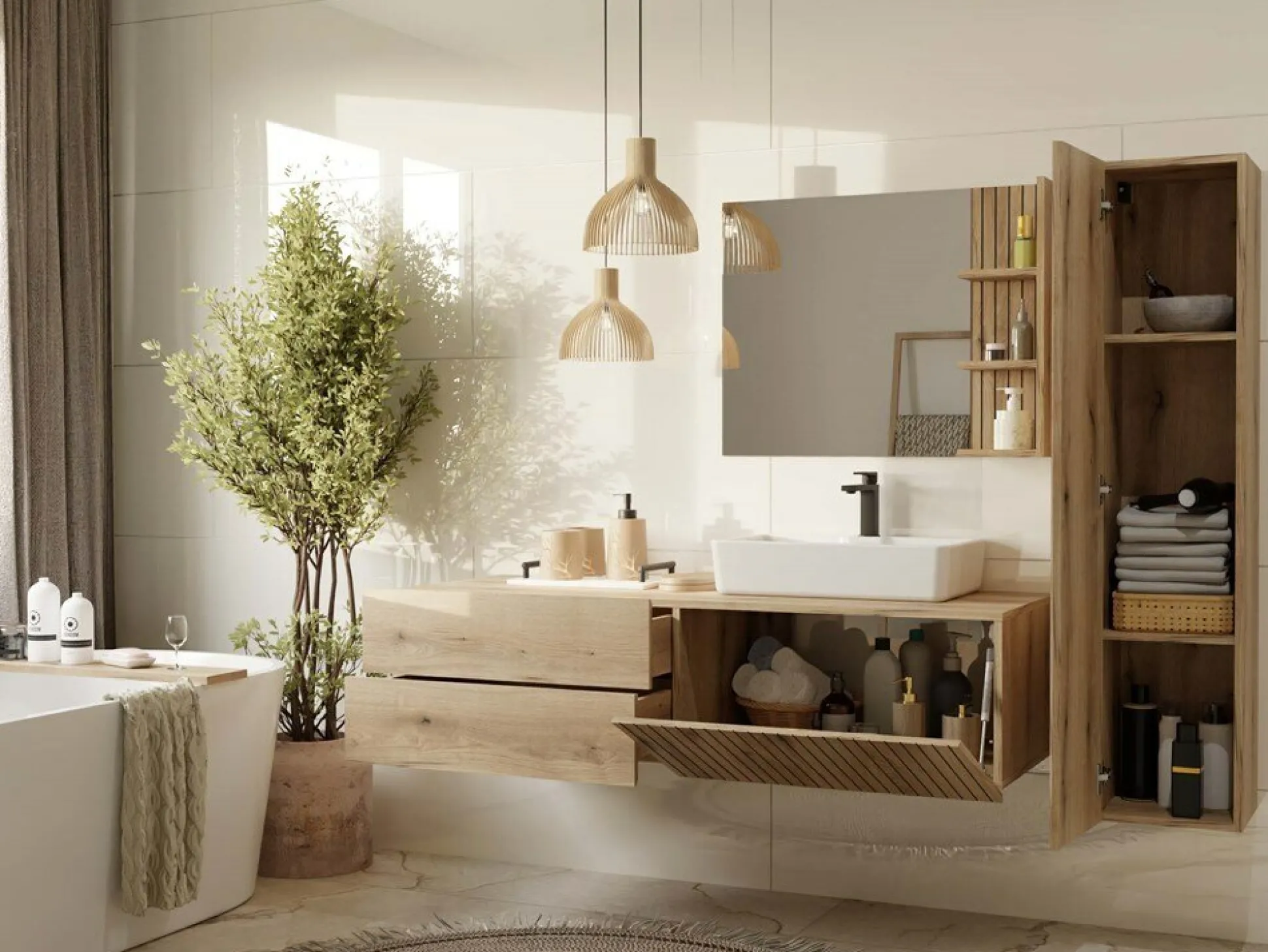 Vægbadeværelsesskab til håndvask Mandeville 324