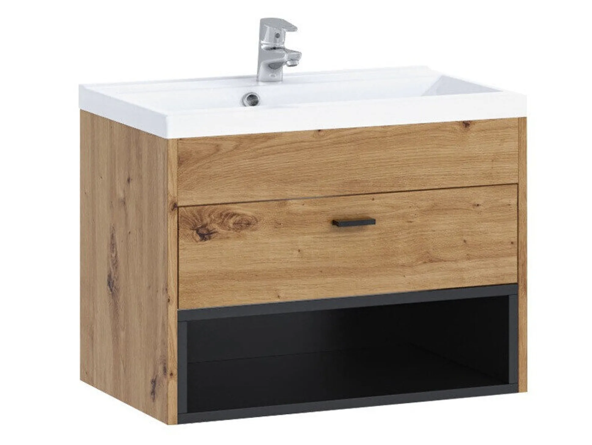 Vægbadeværelsesskab til håndvask Velum (Artisan eg + Sort)