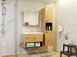 Vægbadeværelsesskab til håndvask Velum (Artisan eg + Sort)