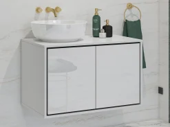 Vægbadeværelsesskab til håndvask Tecavu 103 (Glansfuld hvid + Hvid)