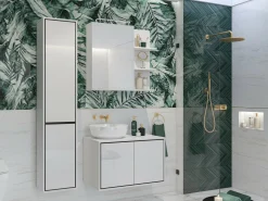 Vægbadeværelsesskab til håndvask Tecavu 103 (Glansfuld hvid + Hvid)