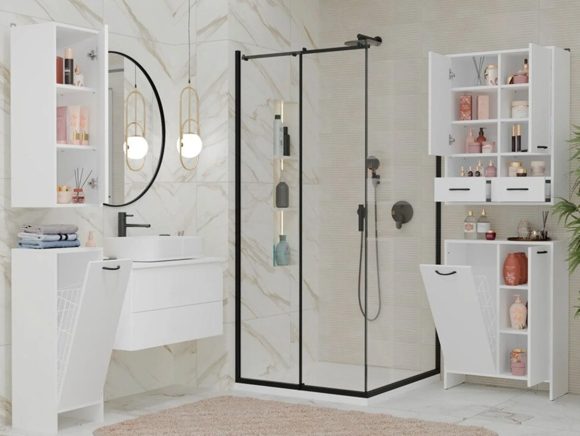 Vægmonteret badeværelsesskab Servou 107