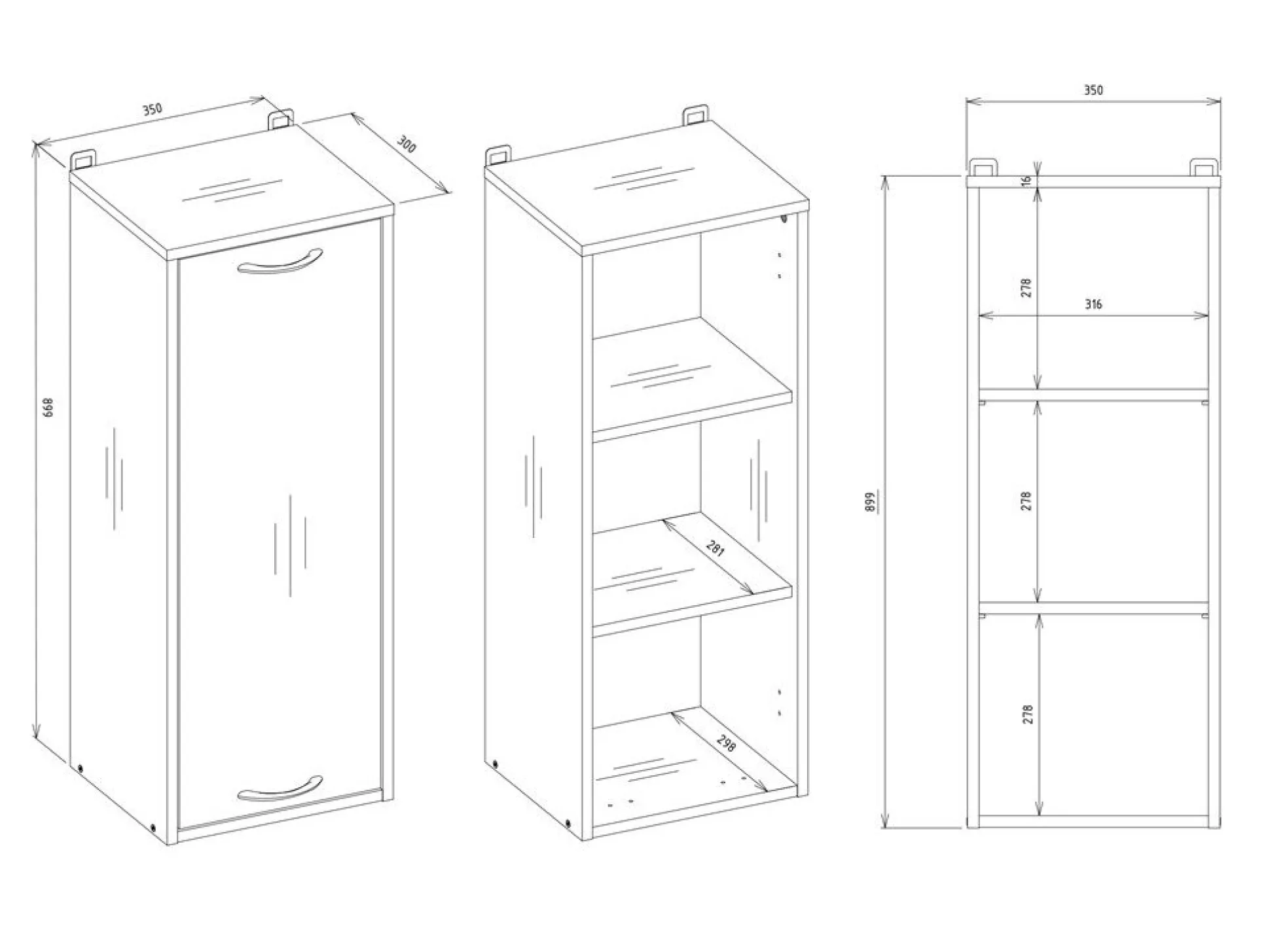 Vægmonteret badeværelsesskab Servou 107