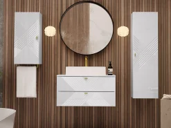 Vægmonteret badeværelsesskab Natar (Hvid + Glansfuld hvid)