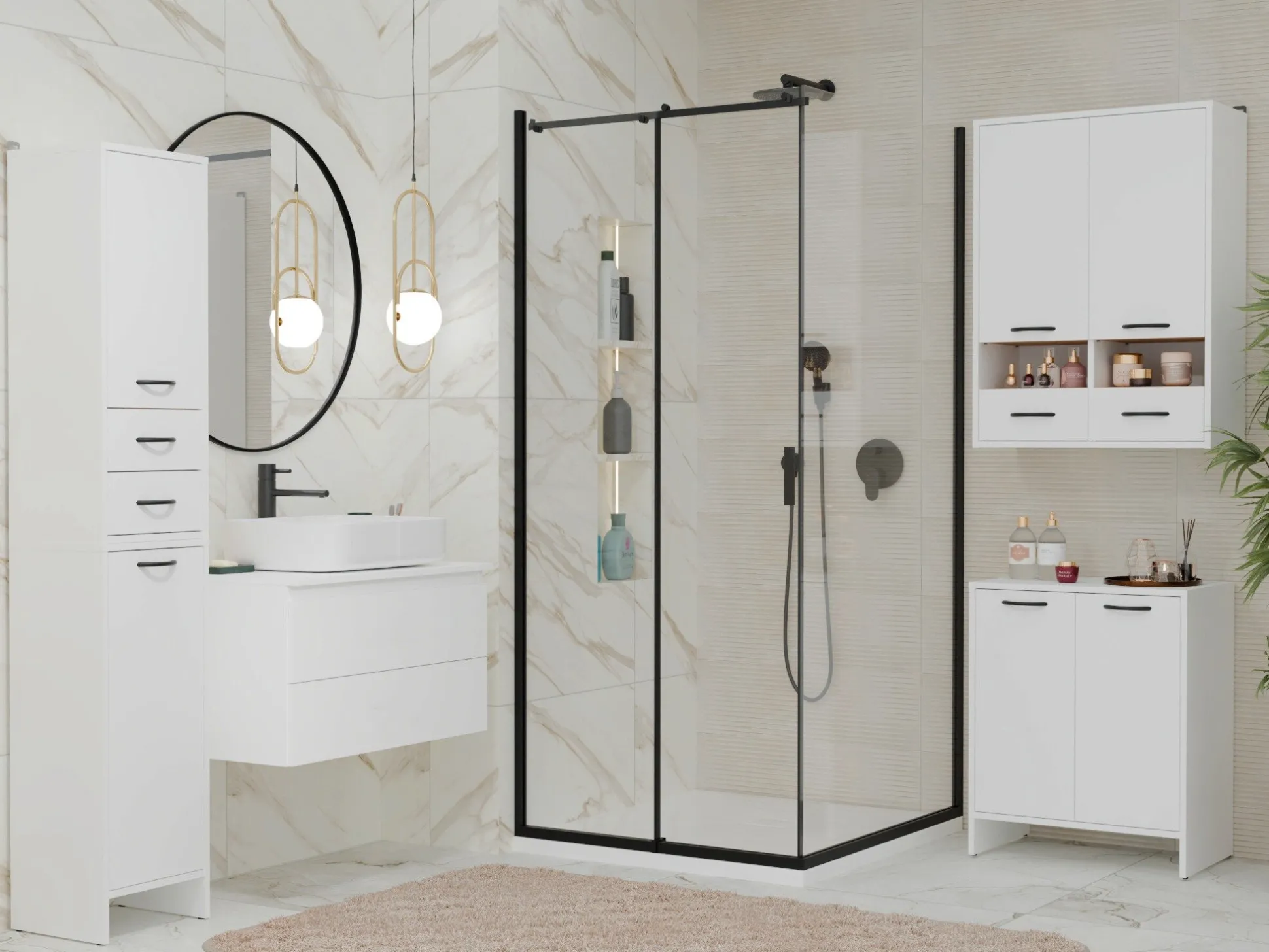 Vægmonteret badeværelsesskab Servou 105