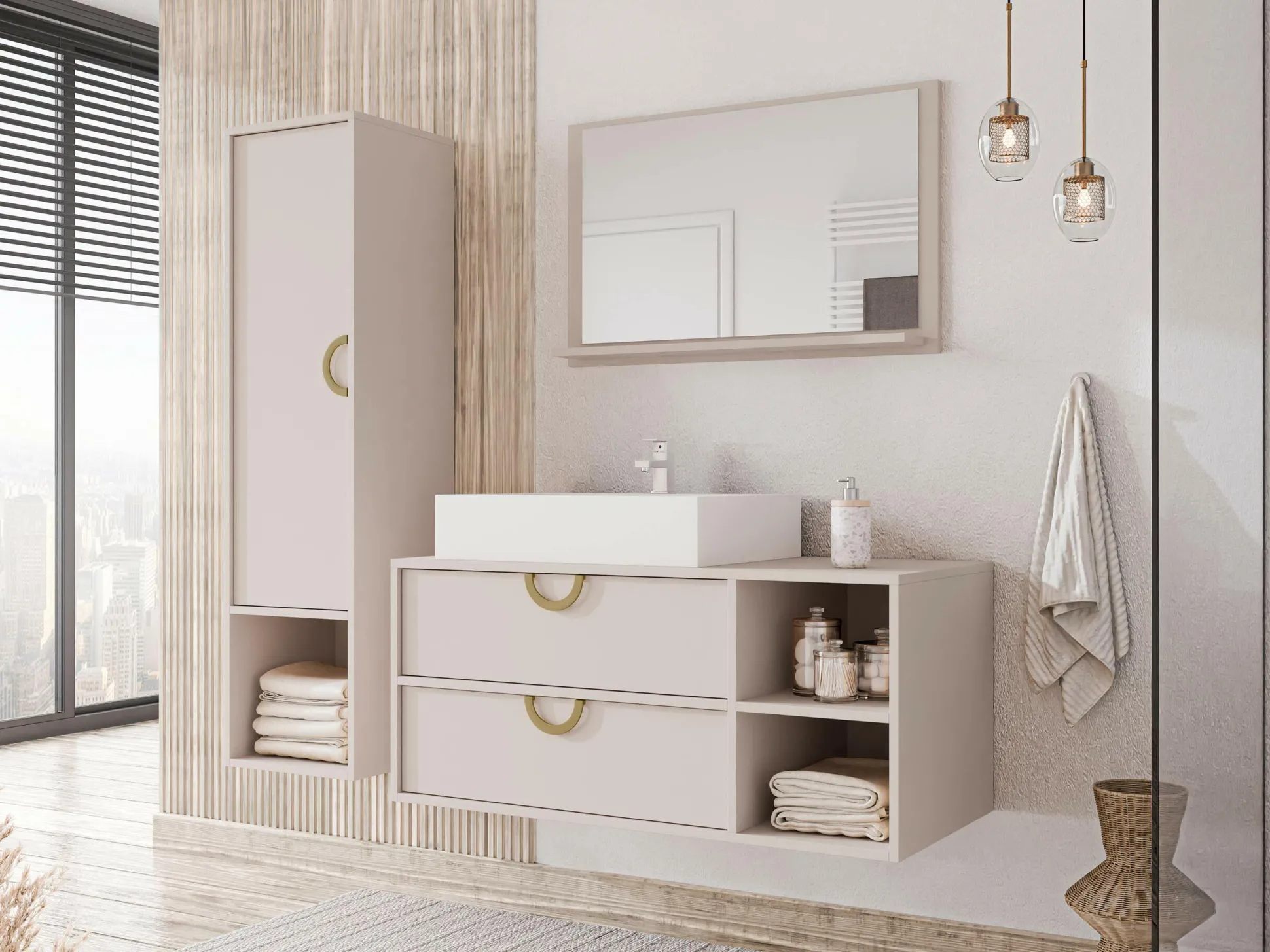 Vægmonteret badeværelsesskab Sodalis (Kashmir)