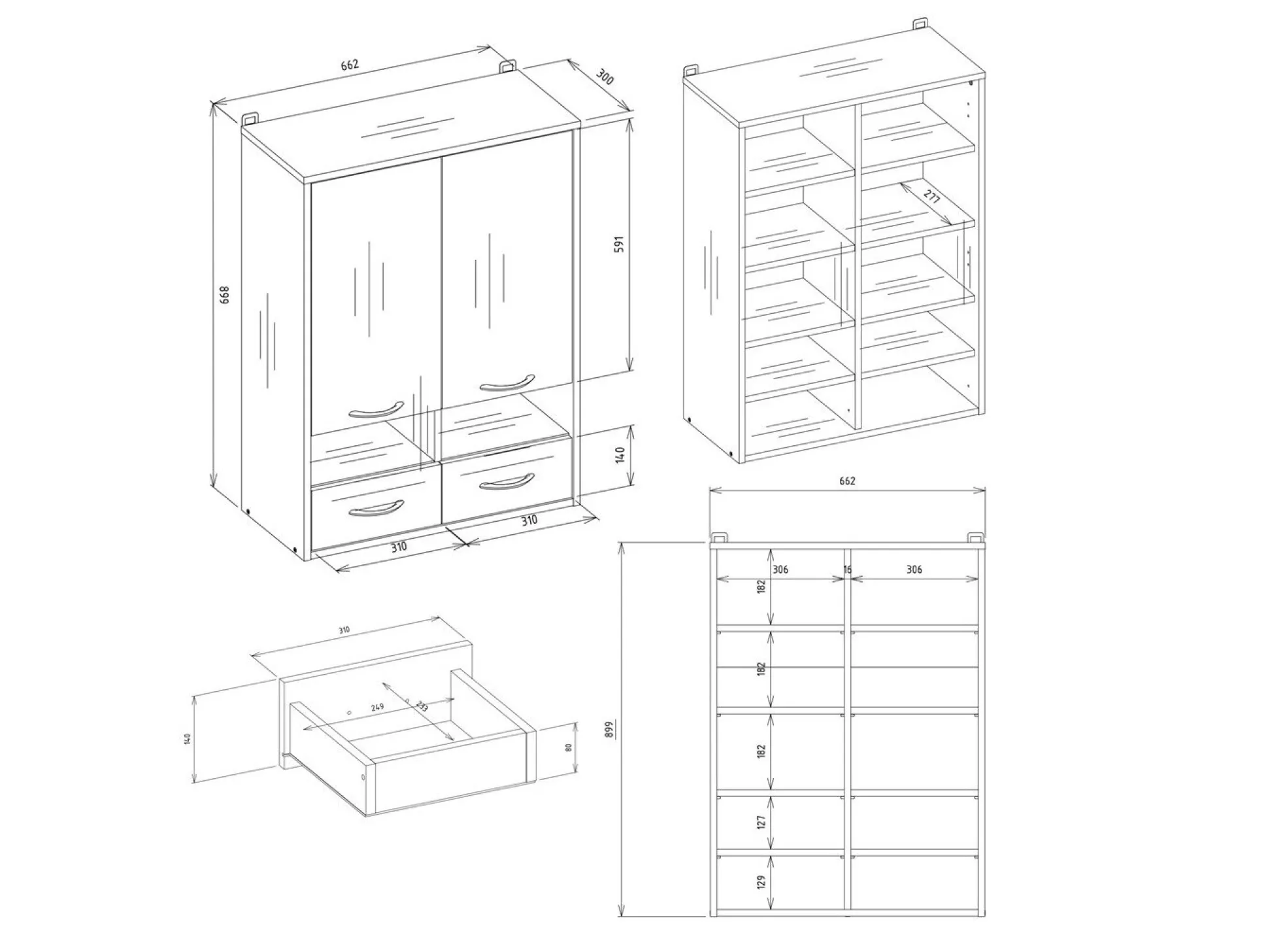 Vægmonteret badeværelsesskab Servou 106