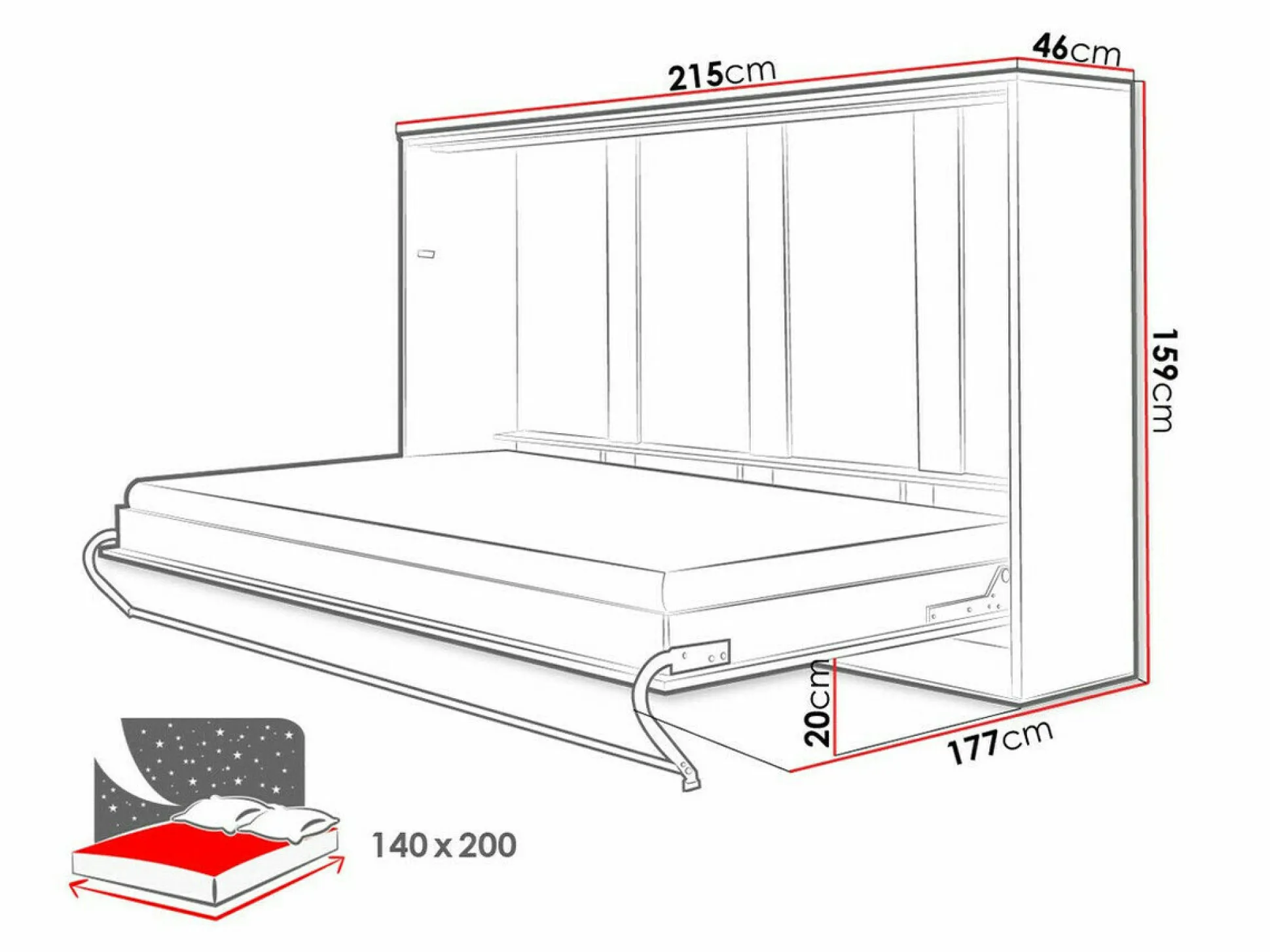 Vægseng Concept Pro Lenart Levfere 109 (Hvid + Glansfuld hvid)