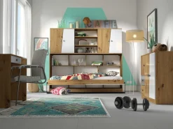 Vægseng Mirelbu 114 (Artisan eg + Hvid + Sort)