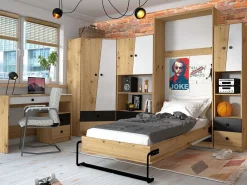 Vægseng Mirelbu 113 (Artisan eg + Hvid)