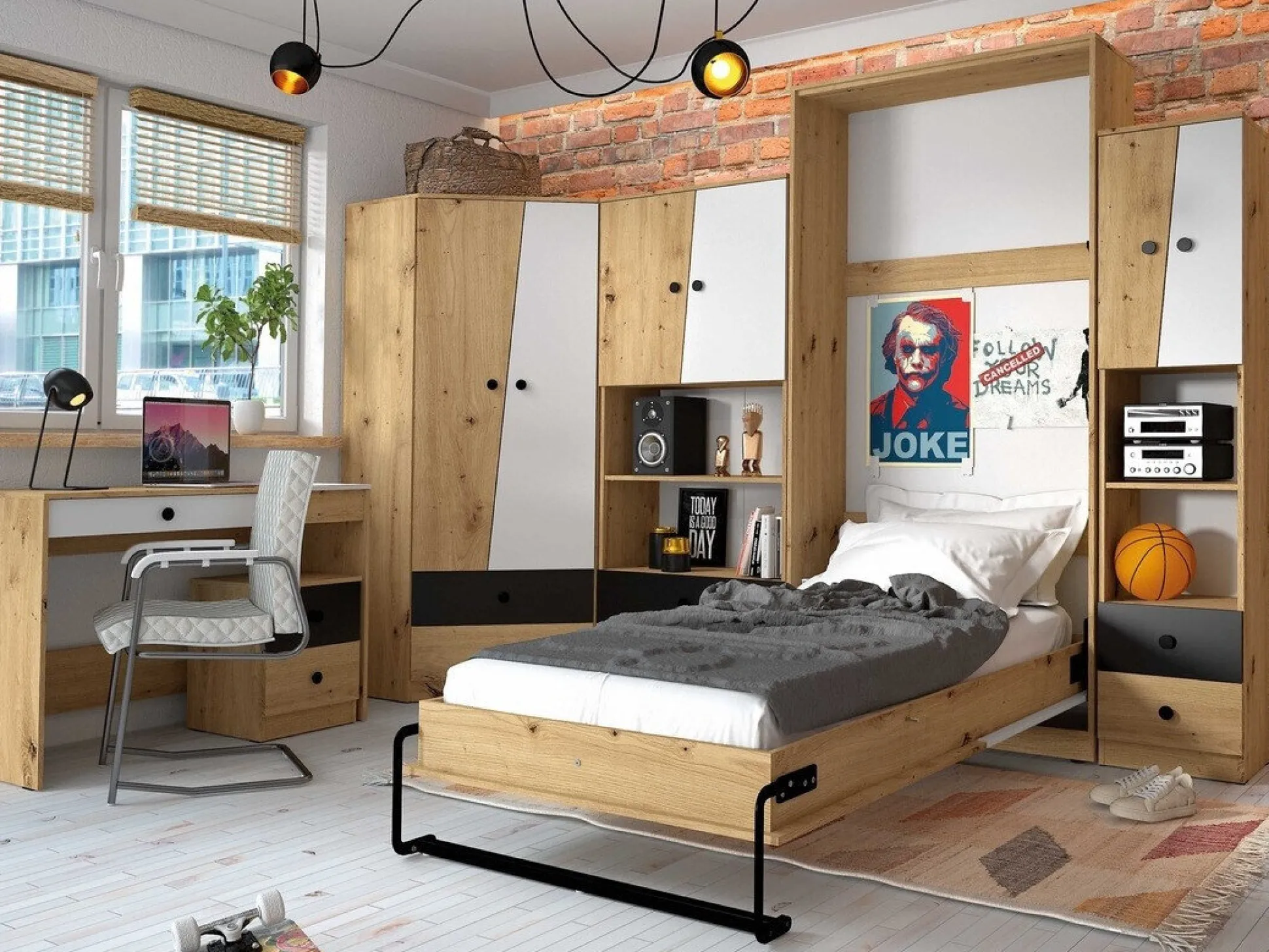 Vægseng Mirelbu 113 (Artisan eg + Hvid)