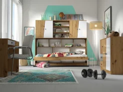 Vægseng Mirelbu 114 (Artisan eg + Glansfuld hvid)