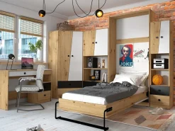 Vægseng Mirelbu 113 (Artisan eg + Hvid + Grå)