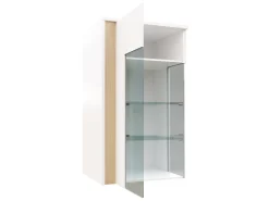 Vægskab Florem (Hvid + Glansfuld hvid + Lyst træ)