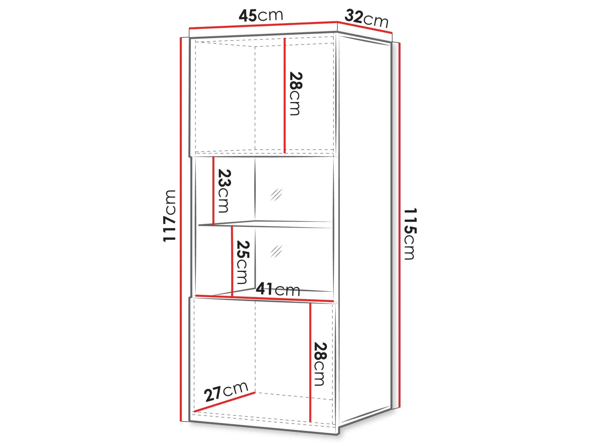 Vægskab Remus I (Sort + Blank sort)