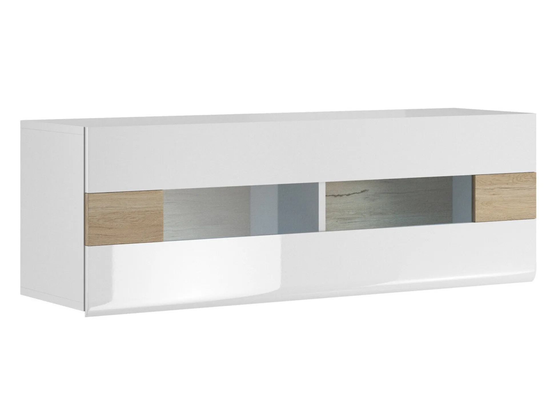 Vægskab Torsone 116 (Hvid + Glansfuld hvid + San remo eg)